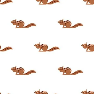 Children s seamless pattern with a chipmunk on white background. Stock Illustration