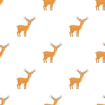 Children s seamless pattern with a deer on white background. Stock Illustration