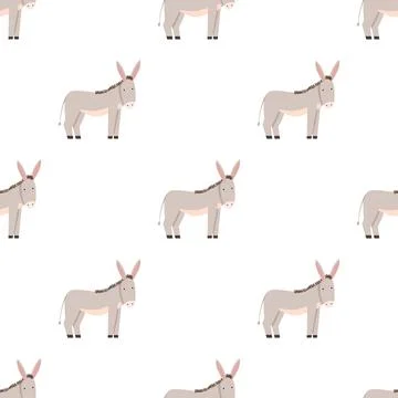 Children s seamless pattern with a donkey on white background. Stock Illustration
