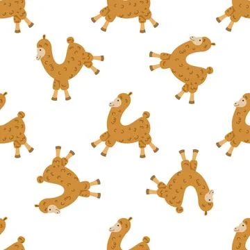 Children s seamless pattern with a llama on white background. Stock Illustration