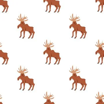 Children s seamless pattern with moose on a white background. Stock Illustration