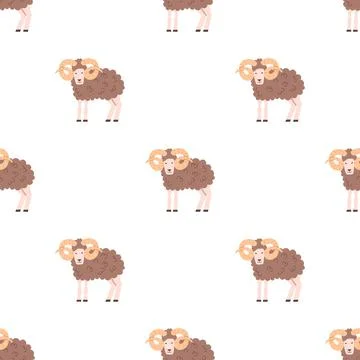 Children s seamless pattern with sheep on a white background. Illustrazione stock