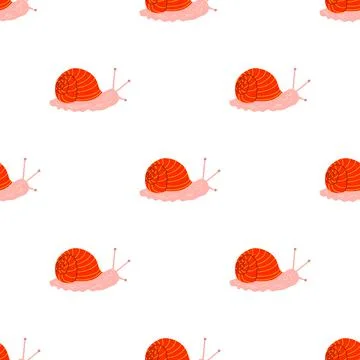 Children s seamless pattern with a snail on white background. Stock Illustration