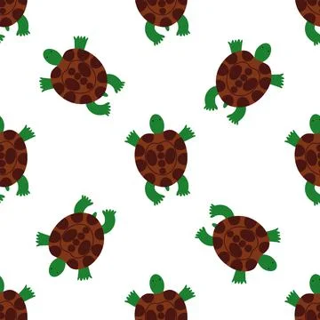 Children s seamless pattern with a turtle on white background. Illustrazione stock