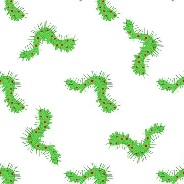 Children s seamless pattern with a worm on white background. Illustrazione stock