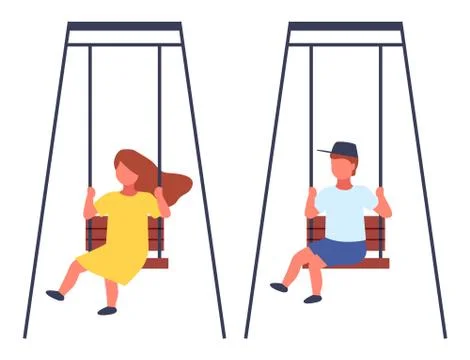 Children s summer playground with slide swings in modern kindergarten. Kids Stock Illustration