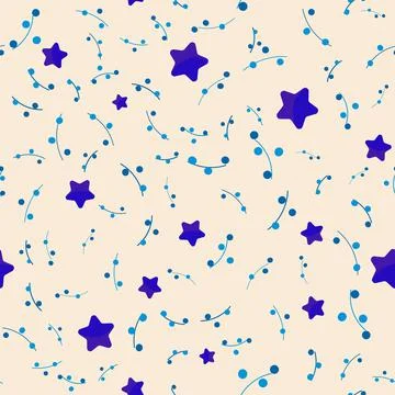 Children s texture. Beautiful pattern with stars and dots. On white backgroun Stock Illustration