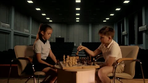 The children sat down to play a game of chess at school Stock Footage 156700464