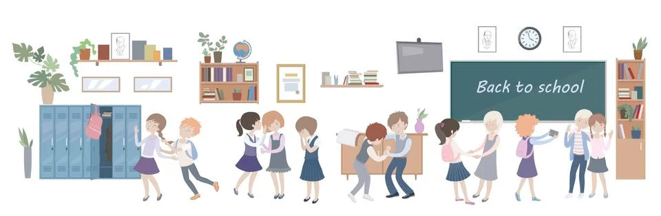 Children school behavior Stock Illustration