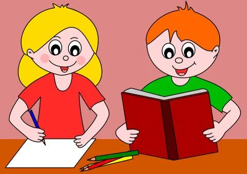 Children at school Stock Illustration