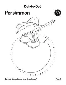Children School Learning Page Featuring Persimmon Connect The Dots Activity.. Stock Illustration