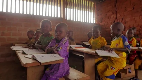 Children at school with the teacher Stock Footage 106517029