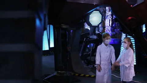 Children scientists in a hi tech laboratory Stock Footage 103455008