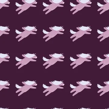 Children seamless cartoon pattern with simple unicorn magic elements. Purple  Stock Illustration