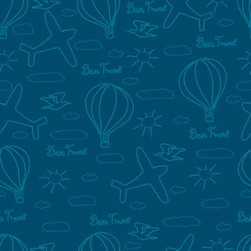 Children seamless pattern with doodle elements Stock Illustration