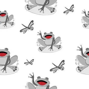 Children seamless pattern with frog Stock Illustration