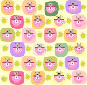 Children seamless pattern with a small mouse, vector illustration Stock Illustration