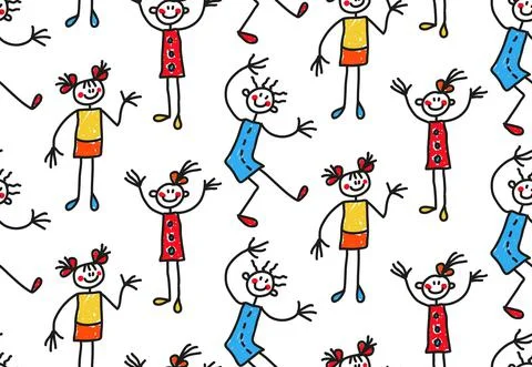 Children seamless vector pattern Illustrazione stock