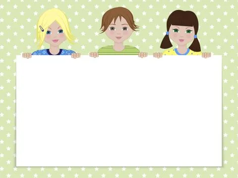 Children with sheet Stock Illustration