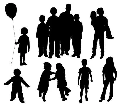 Children silhouettes Stock Illustration