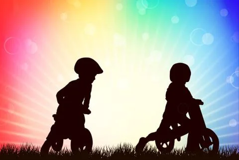 Children silhouettes Stock Illustration