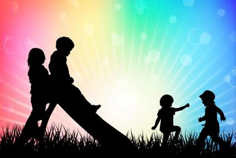 Children silhouettes Stock Illustration
