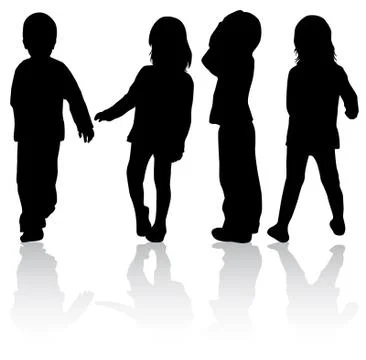 Children silhouettes Illustrazione stock