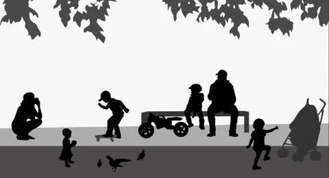 Children silhouettes Stock-Illustration
