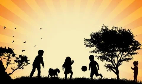 Children silhouettes Illustrazione stock