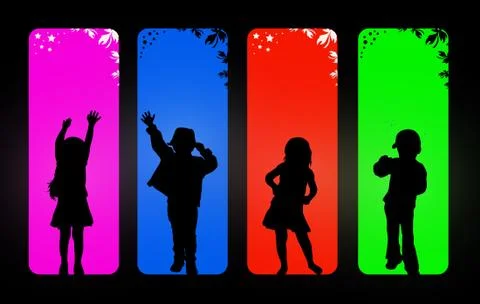 Children silhouettes Stock Illustration