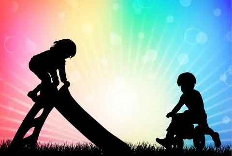 Children silhouettes Stock-Illustration