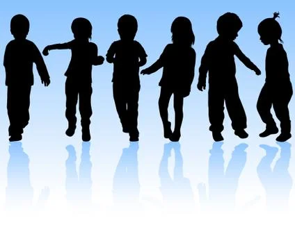 Children silhouettes Stock Illustration