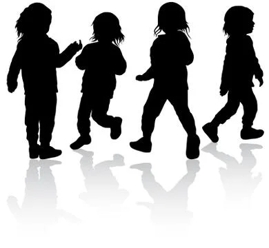 Children silhouettes Stock Illustration