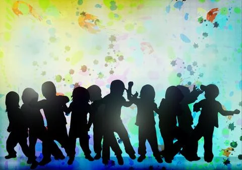 Children silhouettes Stock Illustration