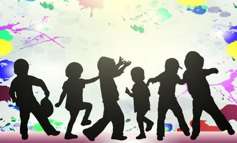 Children silhouettes Stock Illustration