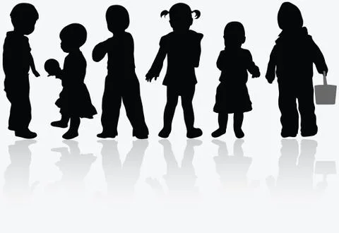 Children silhouettes Stock Illustration