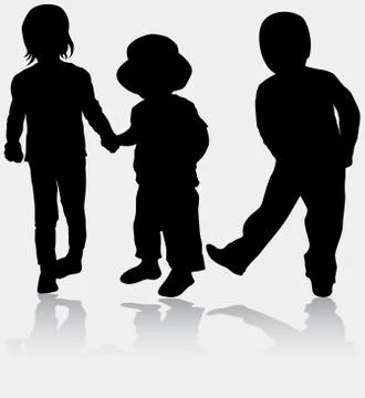 Children silhouettes Stock Illustration