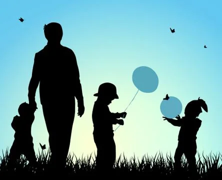 Children silhouettes Illustrazione stock
