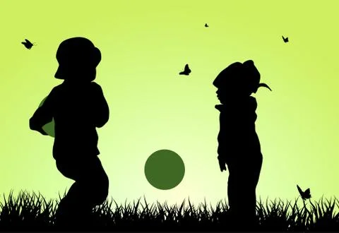 Children silhouettes Stock Illustration