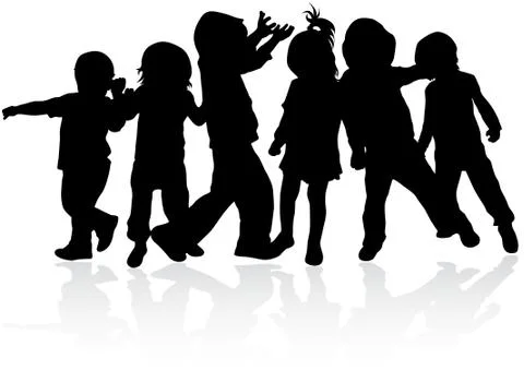 Children silhouettes Stock Illustration