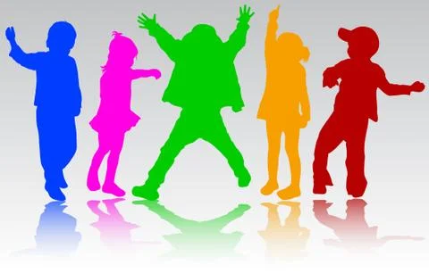 Children silhouettes Stock Illustration