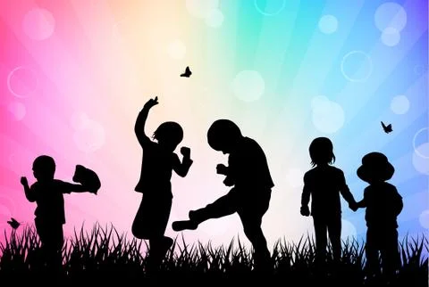 Children silhouettes Stock-Illustration