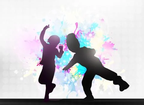 Children silhouettes Stock Illustration