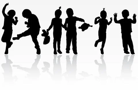 Children silhouettes Stock Illustration