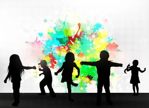 Children silhouettes Illustrazione stock
