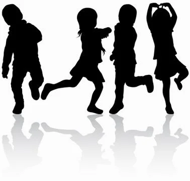Children silhouettes Stock Illustration