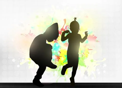 Children silhouettes Stock Illustration