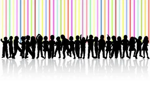 Children silhouettes Stock Illustration