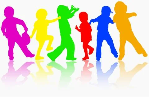 Children silhouettes Stock Illustration