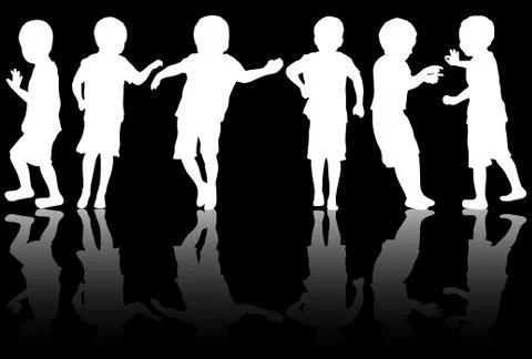 Children silhouettes Stock Illustration